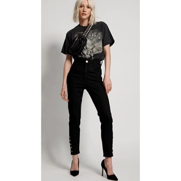 One Teaspoon Denim - New One Teaspoon Preachers High Waist Jeans Womens 22 Black Swan Skinny